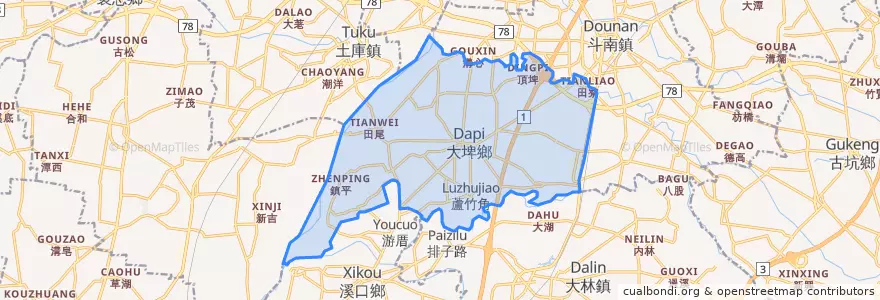 Mapa de ubicacion de 大埤鄉.