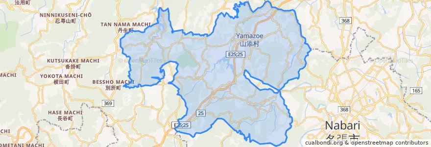 Mapa de ubicacion de 山添村.
