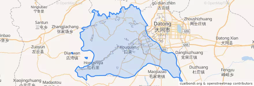 Mapa de ubicacion de 云冈区.