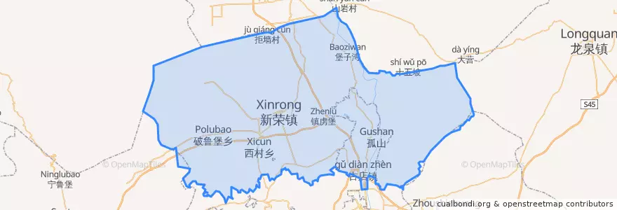 Mapa de ubicacion de Xinrong District.