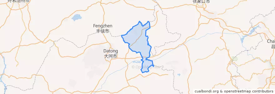 Mapa de ubicacion de Yanggao County.