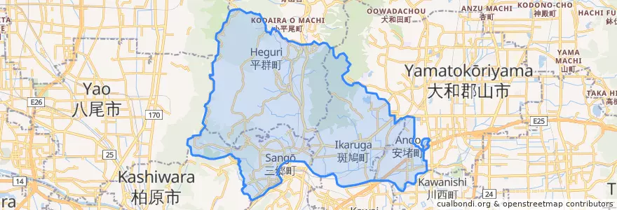 Mapa de ubicacion de 生駒郡.
