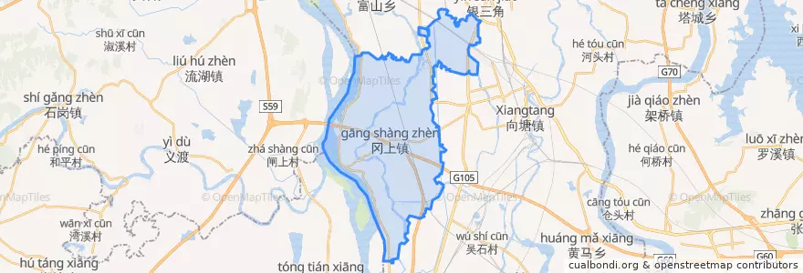 Mapa de ubicacion de 冈上镇.