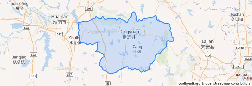 Mapa de ubicacion de 定远县 (Dingyuan).
