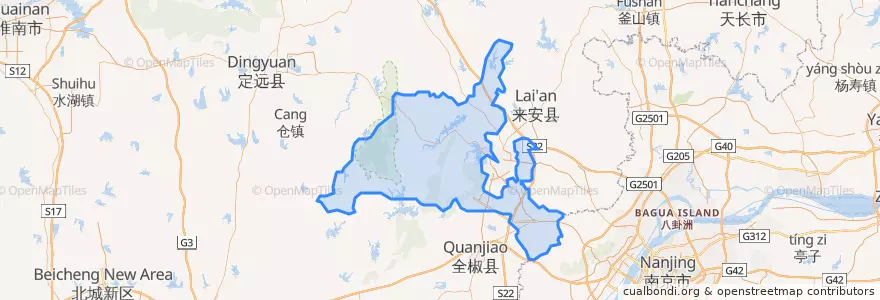 Mapa de ubicacion de 南谯区.