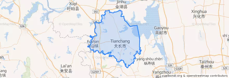 Mapa de ubicacion de 天长市 (Tianchang).