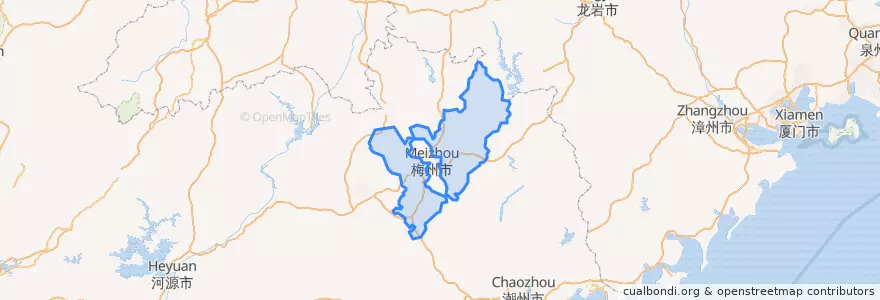 Mapa de ubicacion de 梅县区 (Meixian).