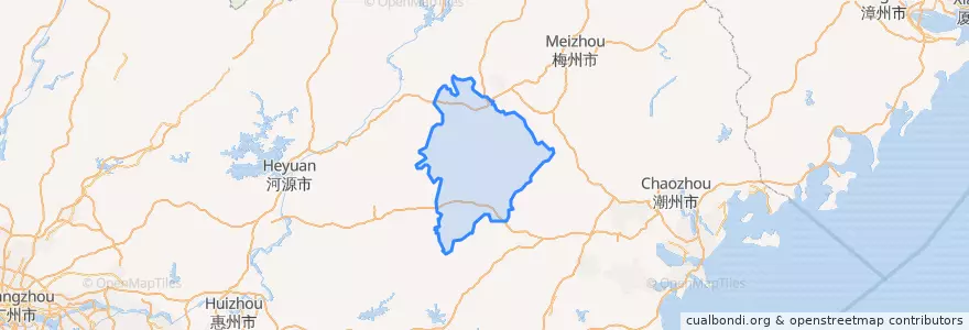 Mapa de ubicacion de 五华县 (Wuhua).