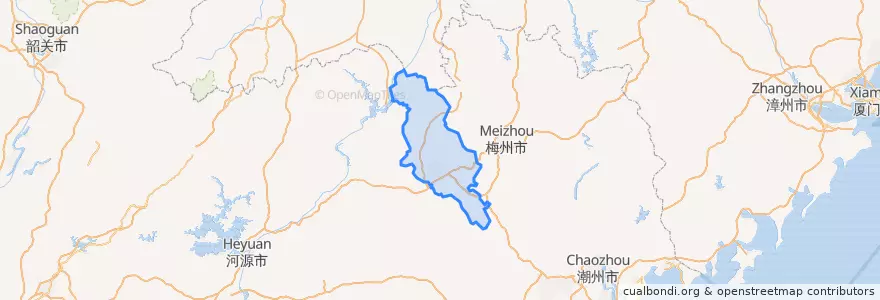 Mapa de ubicacion de 兴宁市.