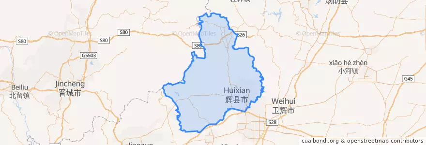 Mapa de ubicacion de Huixian City.