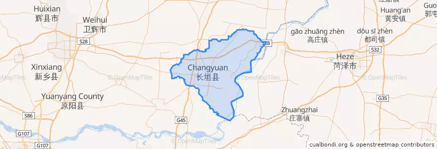 Mapa de ubicacion de 长垣市.