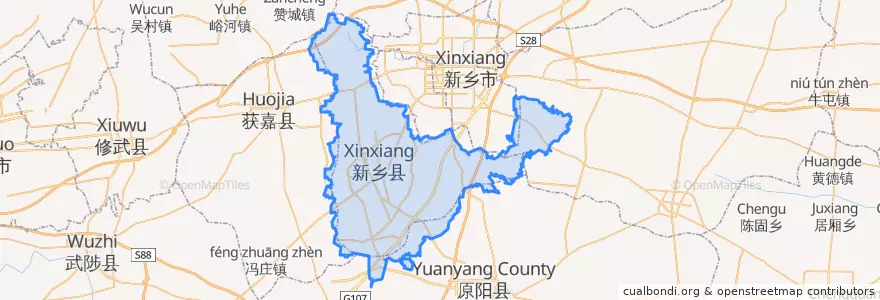 Mapa de ubicacion de Xinxiang County.
