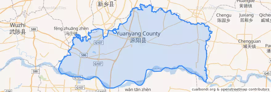 Mapa de ubicacion de Yuanyang County.