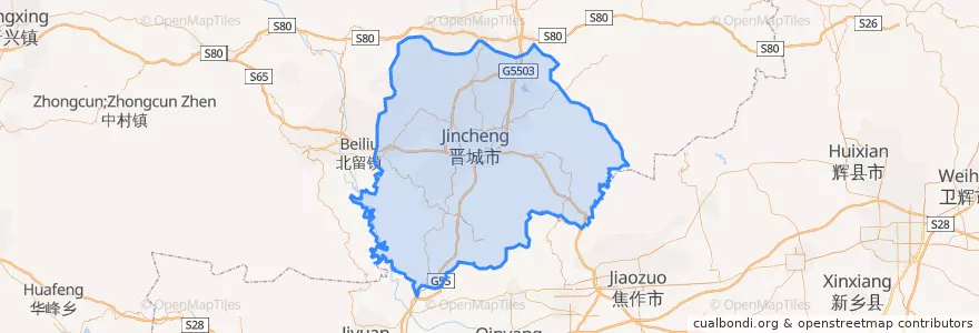Mapa de ubicacion de 泽州县.