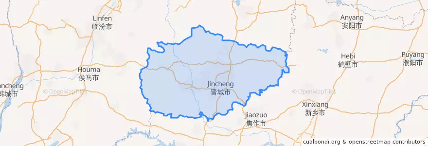 Mapa de ubicacion de Jincheng City.