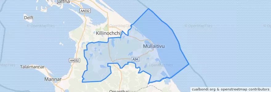 Mapa de ubicacion de ムッライッティーヴー県.