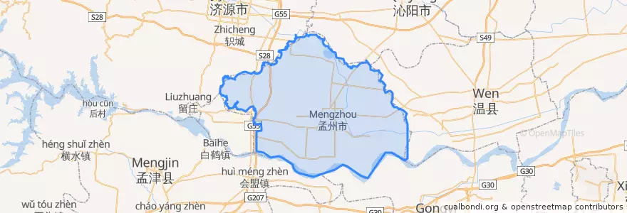 Mapa de ubicacion de Mengzhou City.