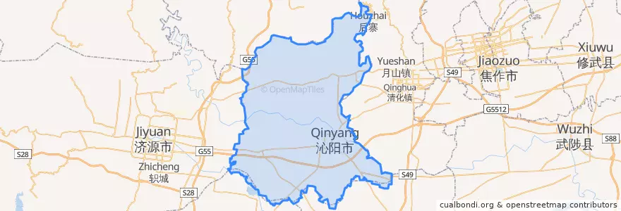 Mapa de ubicacion de Qinyang City.
