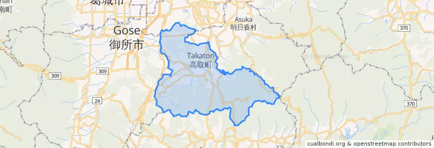 Mapa de ubicacion de 高取町.