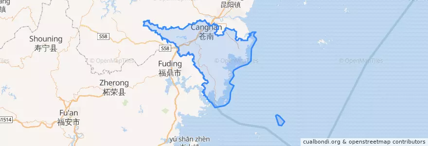 Mapa de ubicacion de 창난현.