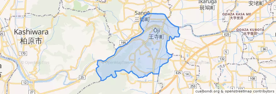 Mapa de ubicacion de 王寺町.