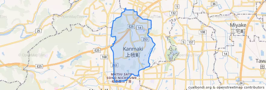 Mapa de ubicacion de 上牧町.