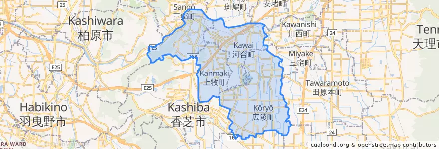 Mapa de ubicacion de 北葛城郡.