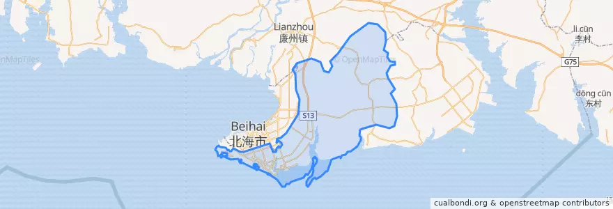 Mapa de ubicacion de Yinhai District.