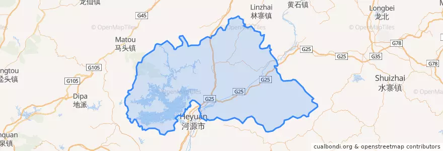 Mapa de ubicacion de 东源县 (Dongyuan).