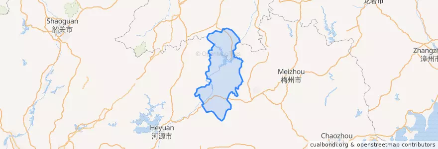 Mapa de ubicacion de 龙川县 (Longchuan).