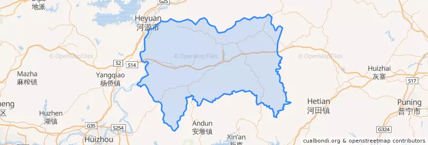 Mapa de ubicacion de 紫金县 (Lianping).