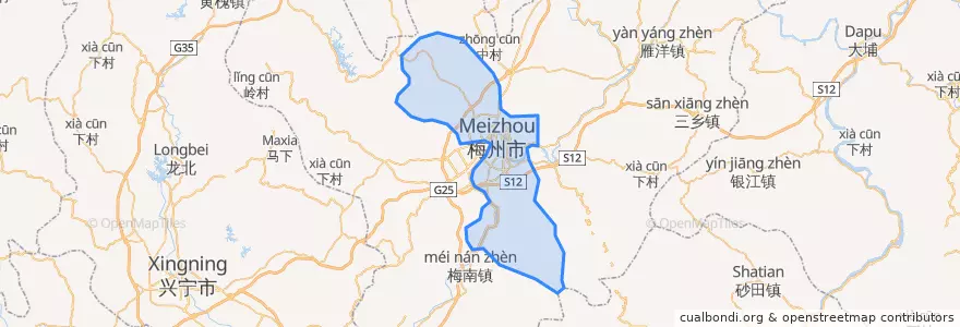 Mapa de ubicacion de 梅江区.