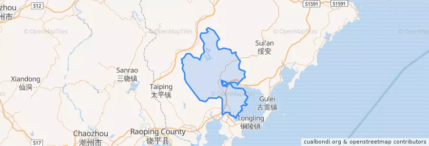 Mapa de ubicacion de Yunxiao County.
