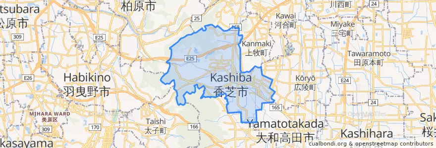 Mapa de ubicacion de 香芝市.