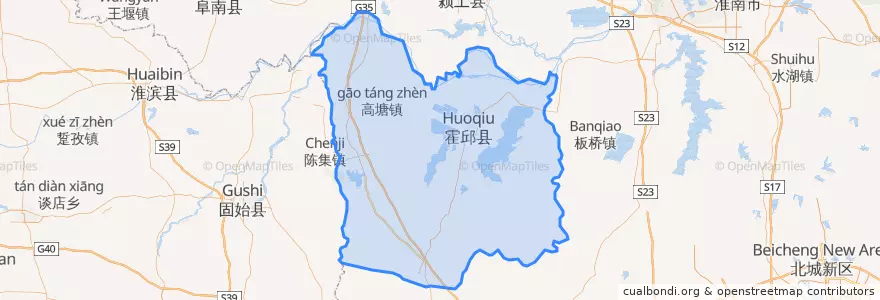 Mapa de ubicacion de 霍邱县 (Huoqiu).