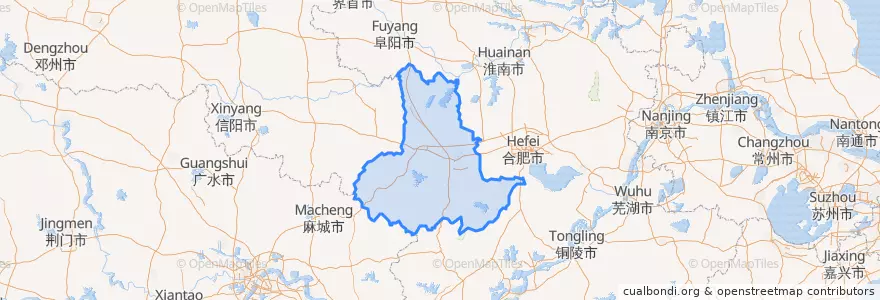 Mapa de ubicacion de 六安市.
