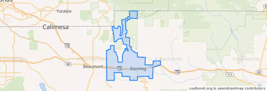 Mapa de ubicacion de Banning.