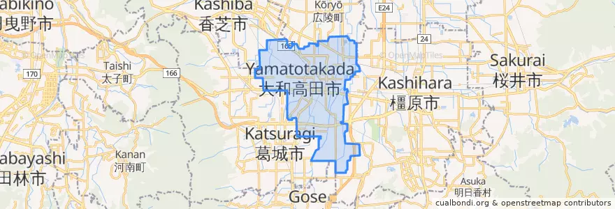 Mapa de ubicacion de 大和高田市.