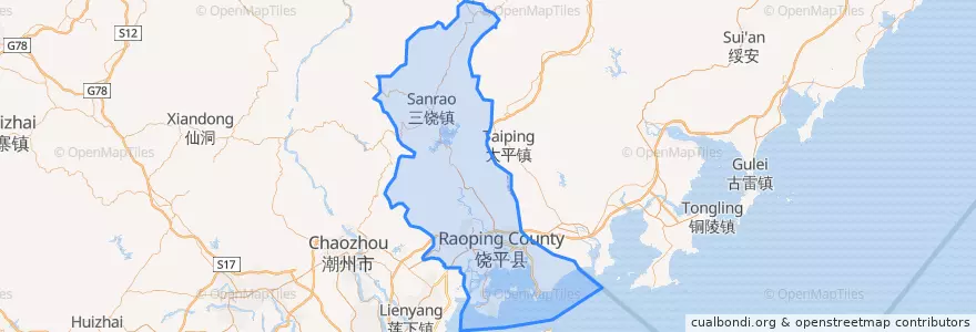 Mapa de ubicacion de 饒平県.