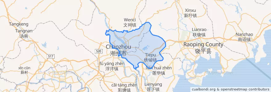 Mapa de ubicacion de 湘橋区.