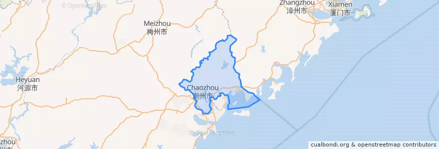 Mapa de ubicacion de Chaozhou.