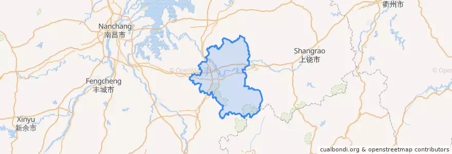Mapa de ubicacion de 鷹潭市.