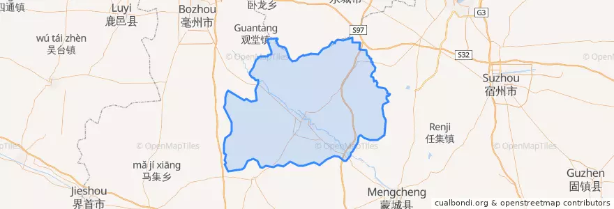Mapa de ubicacion de 涡阳县 (Guoyang).