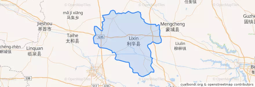 Mapa de ubicacion de 利辛县 (Lixin).