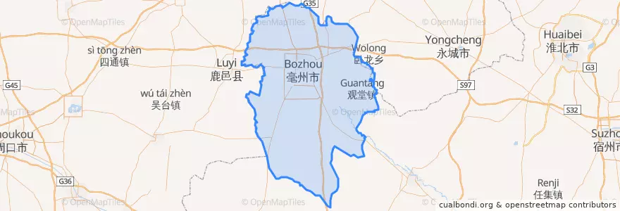 Mapa de ubicacion de 谯城区 (Qiaocheng).