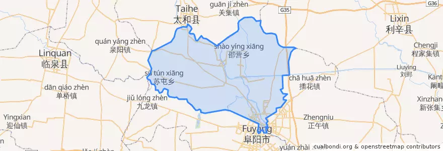 Mapa de ubicacion de 颍泉区 (Yingquan).