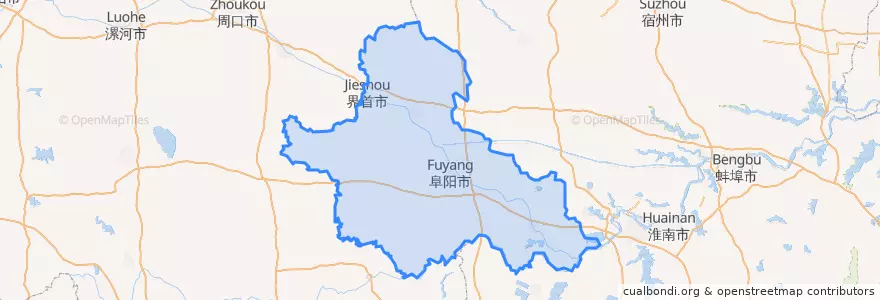 Mapa de ubicacion de Fuyang City.