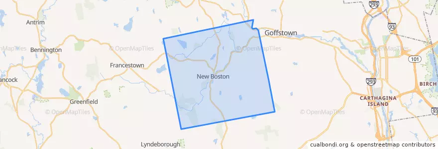Mapa de ubicacion de New Boston.