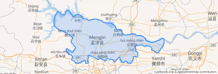 Mapa de ubicacion de 孟津县.