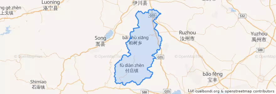 Mapa de ubicacion de 汝阳县.